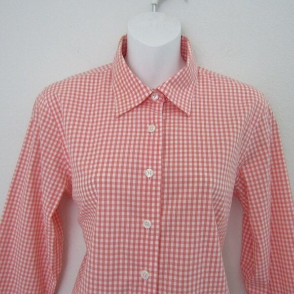 Talbots Vintage Top 6 Orange Plaid Preppy Coastal Grandma Classic Business - Picture 2 of 9
